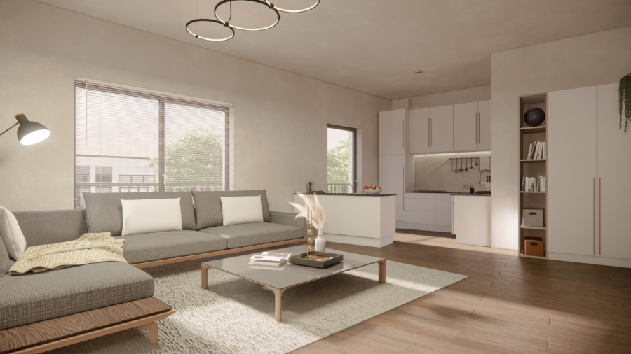 Neuwertige Etagenwohnung (KFW 70 Stand) mit Aufzug und zwei Balkone! - Wohnen (61893)