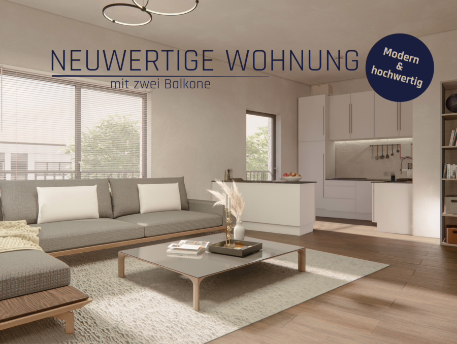 Neuwertige Etagenwohnung (KFW 70 Stand) mit Aufzug und zwei Balkone! - Titelbild (61890)