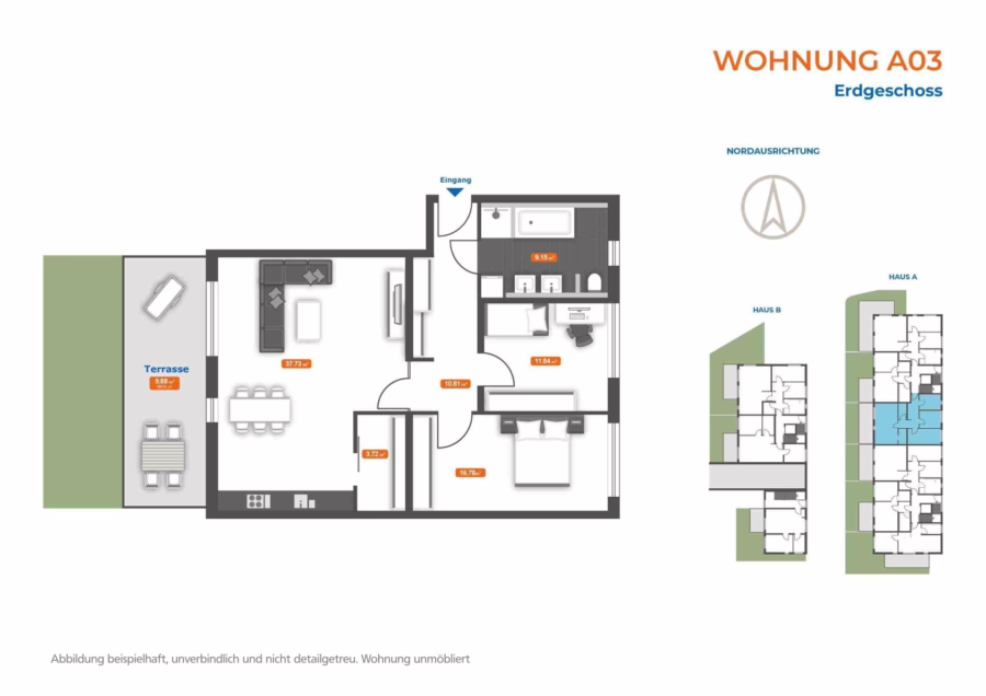 Neubauwohnung mit Garten in gefragter Lage naher der Innenstadt! - Wohnung A03 (48394)