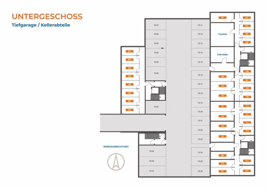 Neubauwohnung mit Garten in gefragter Lage naher der Innenstadt! - Tiefgarage und Kellerabteile (48408)