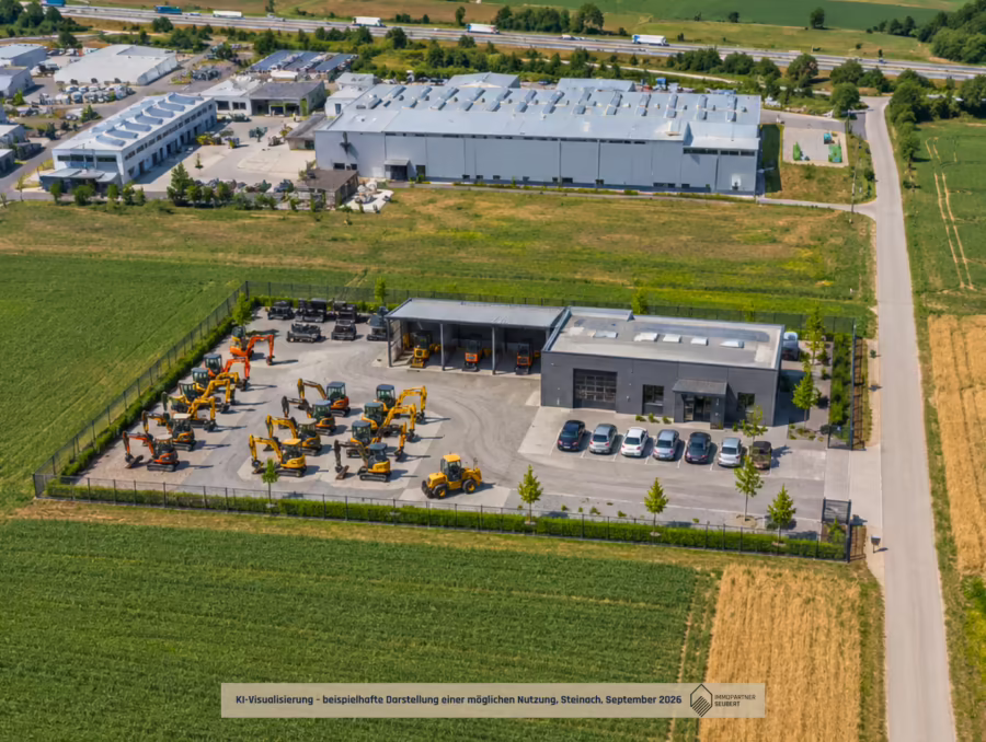Option: Wir bauen Ihre Wunschimmobilie – Teilbar ab 2.000 m² geeignet fĂĽr Halle, Handel, etc - Visualisierung, Steinach - 2026 - Verkaufsgelände Mini-Bagger2 (69593)