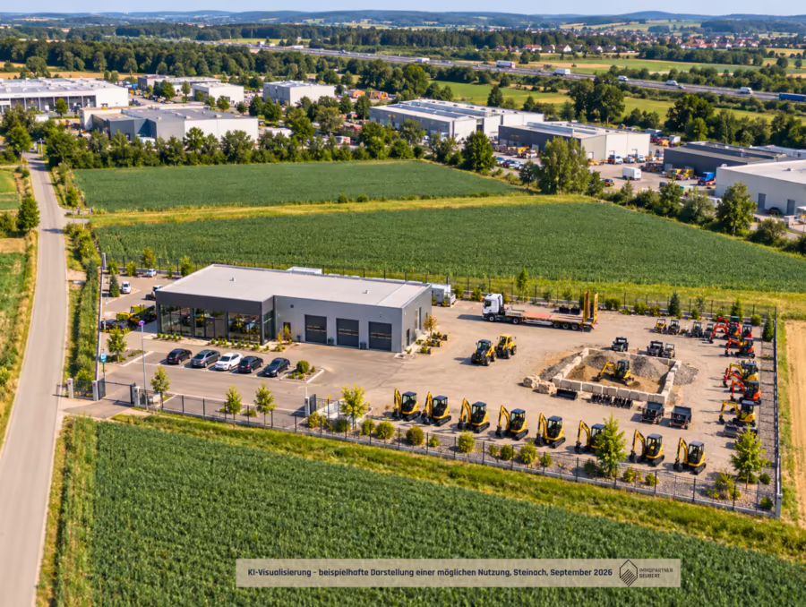 Option: Wir bauen Ihre Wunschimmobilie – Teilbar ab 2.000 m² geeignet fĂĽr Halle, Handel, etc - Visualisierung, Steinach - 2026 - Verkaufsgelände_Mini-Bagger (69594)