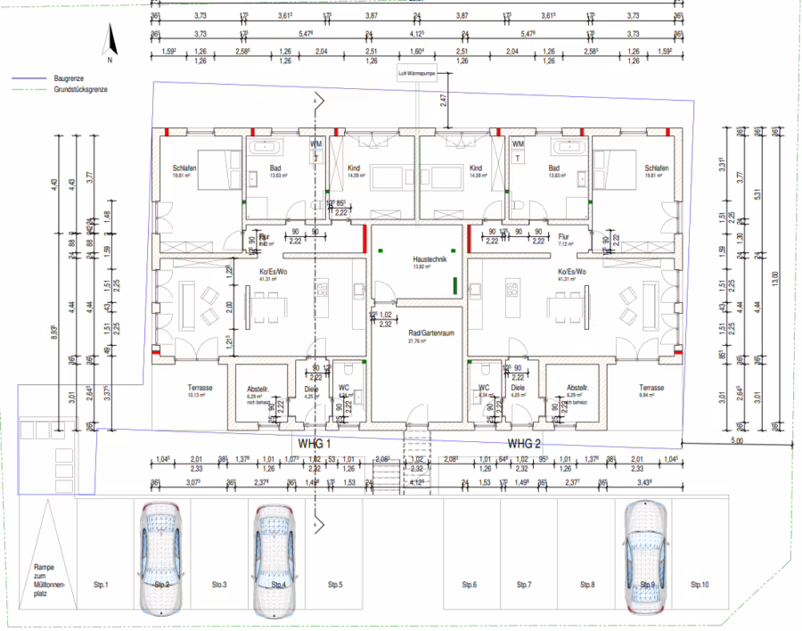 Moderne 3-Zimmer Gartenwohnung in ruhiger Lage! - Grundriss Erdgeschoss (66245)