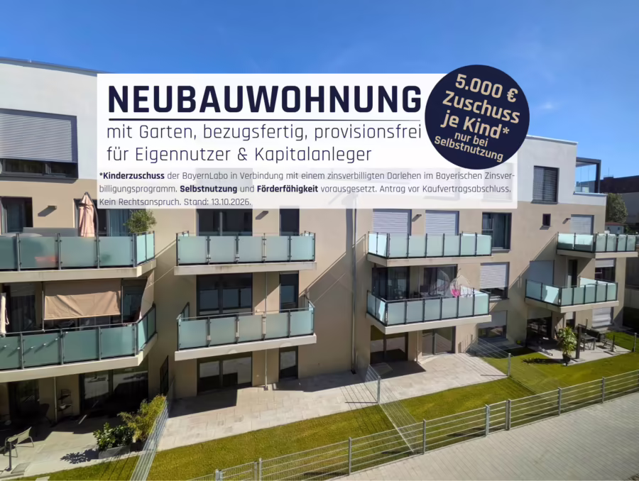 Ab sofort bezugsfertig! Neubauwohnung mit Garten in gefragter Lage naher der Innenstadt! - Titelbild (71178)