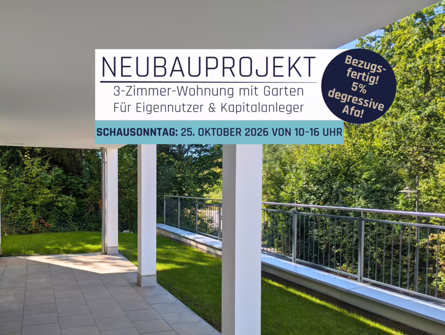 Kommen Sie gerne zum Schausonntag am 25. Oktober – Adresse in der Objektbeschreibung - Terrasse/Garten (72758)