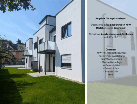 Neubau KFW 40 QNG Energieeffizienzhaus mit fünf Wohneinheiten in der Kernstadt Straubing!, 94315 Straubing, Mehrfamilienhaus