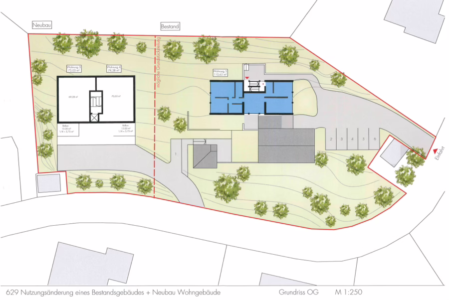 Baugrundstück für neun Wohneinheiten in ruhiger Siedlungslage in Pfarrkirchen ! - Grundriss OG - Neubau (65190)