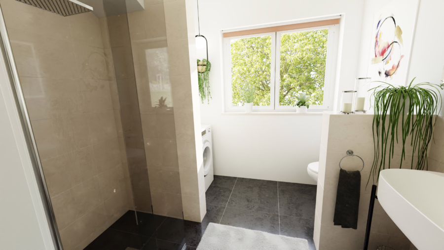 JETZT AFA 5% sichern! Neubauwohnung mit Aufzug und großer Dachterrasse! - Muster - Bad (47624)