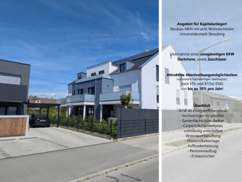 Neubau KFW 40 QNG Energieeffizienzhaus mit acht Wohneinheiten in der Kernstadt Straubing!, 94315 Straubing, Mehrfamilienhaus