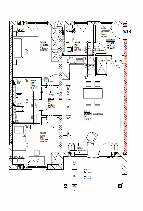 KFW 55 Effizienzhaus ! Neuwertige Gartenwohnung in ruhiger Lage ! - Grundriss B1 (64719)