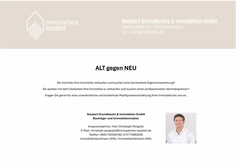 Neuwertige Erdgeschosswohnung mit Gartenanteil in Straubing! - Bild (47925)