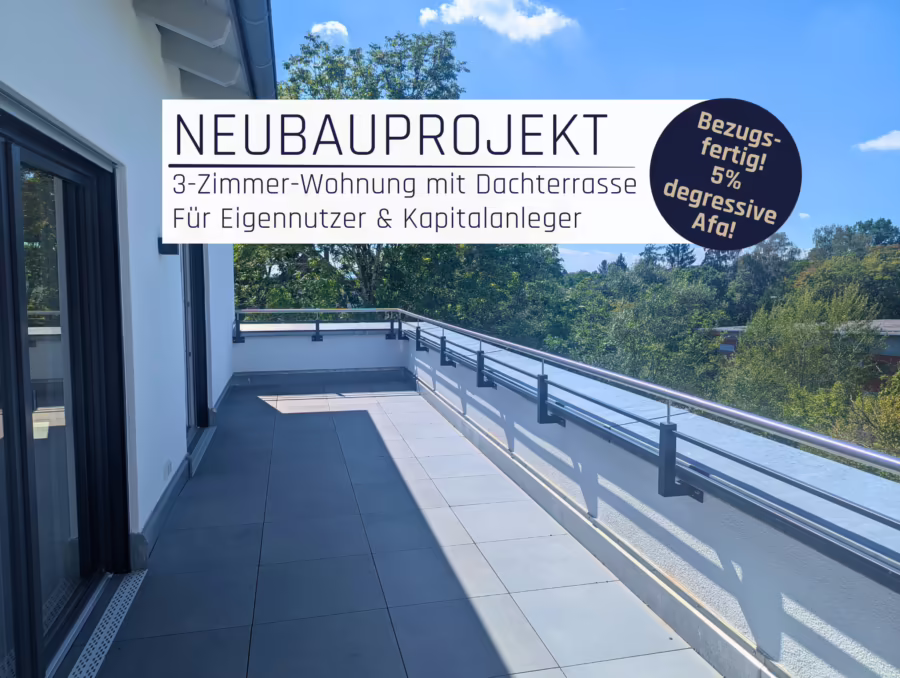JETZT AFA 5% sichern! Neubauwohnung mit Aufzug und groĂźer Dachterrasse! - . (68794)