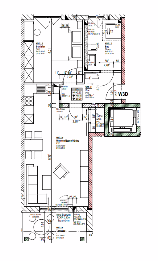 Ruhige Wohnlage! Neuwertige 2-Zimmer Gartenwohnung in ruhiger Lage! - Grundriss D3 (63570)