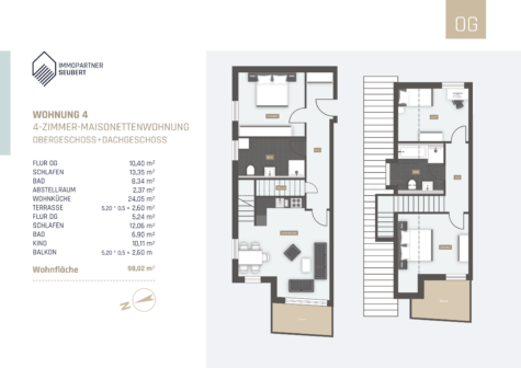 4-Zimmer Maisonette-Wohnung mit zwei Bädern und zwei Balkone!, 94327 Bogen, Etagenwohnung