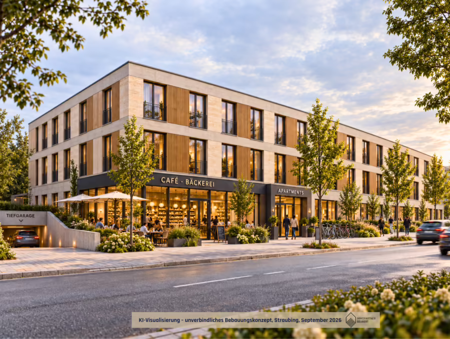 Baugrundstück für Apartmenthausbebauung ca. 130 Apartments mit Option Café/Bäcker - Visualisierung - nicht detailgenau (69907)