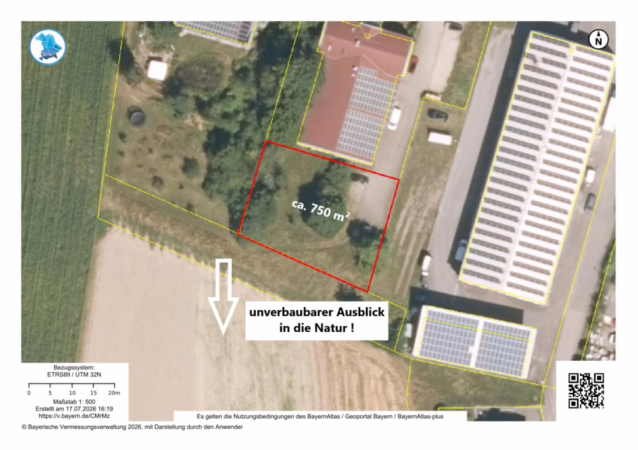 Baugrundstück mit einem herrlichen und unverbaubaren Ausblick in die Natur ! - Lageplan (64959)