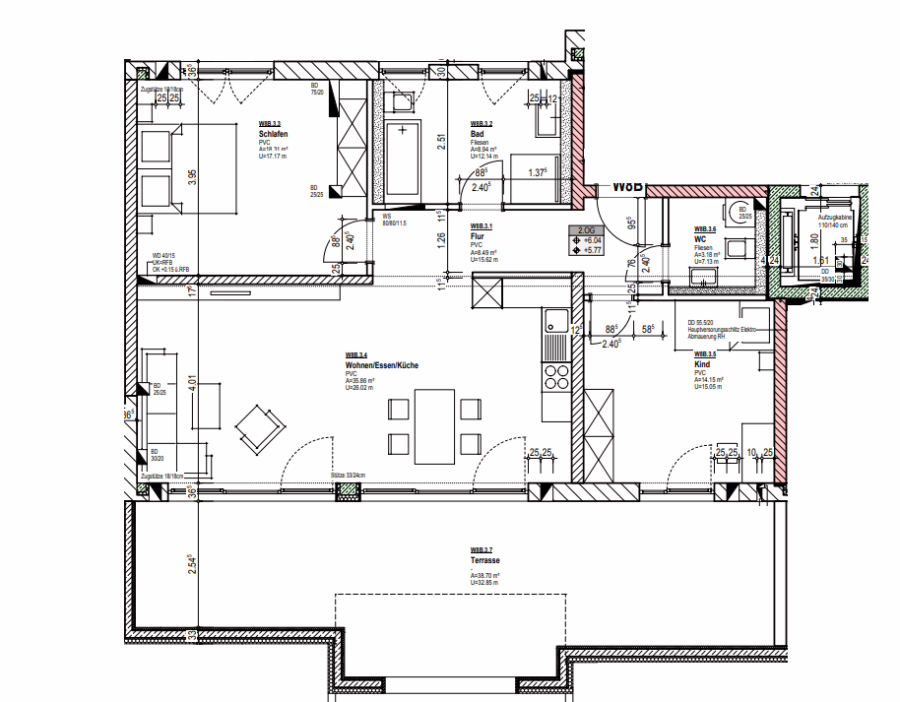 Neuwertiges Penthouse mit großer Dachterrasse und Aufzug ! - Grundriss B8 (63680)