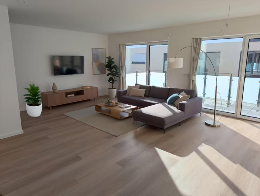 Neubauwohnung mit Balkon in gefragter Lage naher der Innenstadt! - Wohnzimmer (70661)