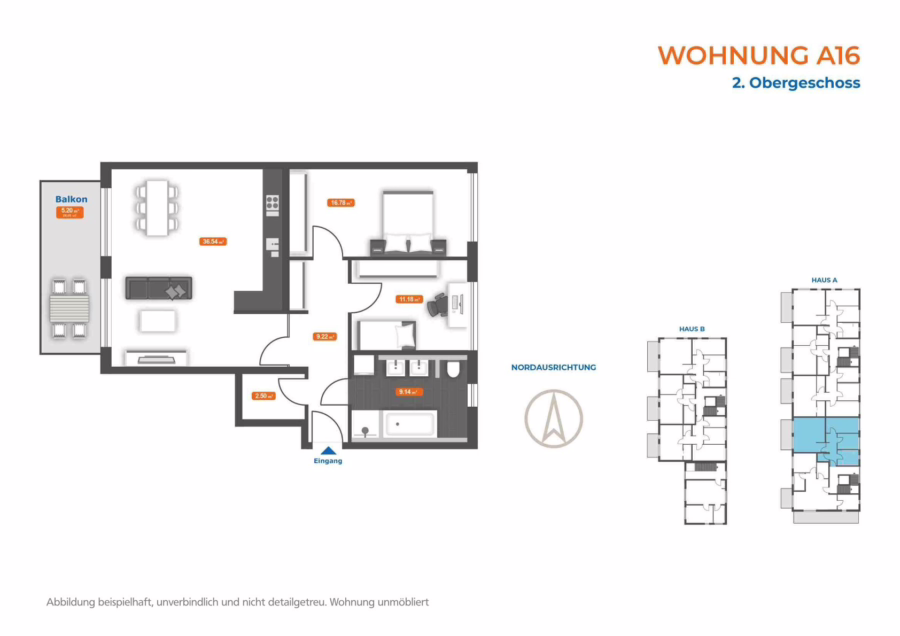 Neubauwohnung mit Balkon in gefragter Lage naher der Innenstadt! - Wohnung A16 (48359)