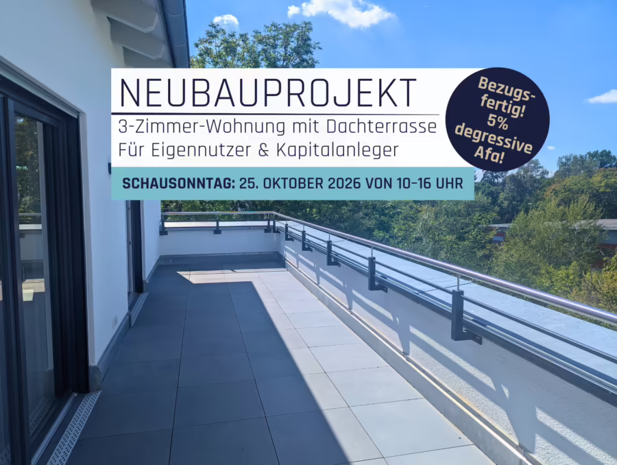 Kommen Sie gerne zum Schausonntag am 25. Oktober – Adresse in der Objektbeschreibung - Dachterrasse (72864)