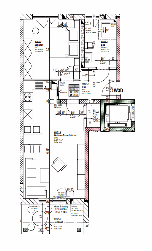 Ruhige Wohnlage! Neuwertige 2-Zimmer Gartenwohnung in ruhiger Lage! - Grundriss D3 (72095)