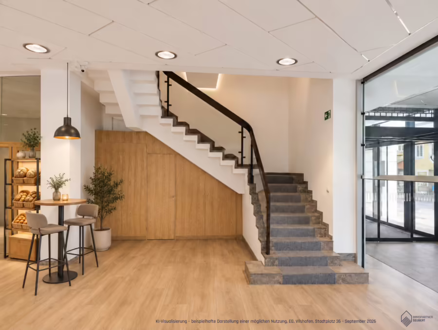 Moderne Bäcker/Café Filiale (erweiterbar auf ca. 571 m²) in sehr guter Innenstadtlage in Vilshofen - Bäckerei-Cafe-Visualisierung (69387)