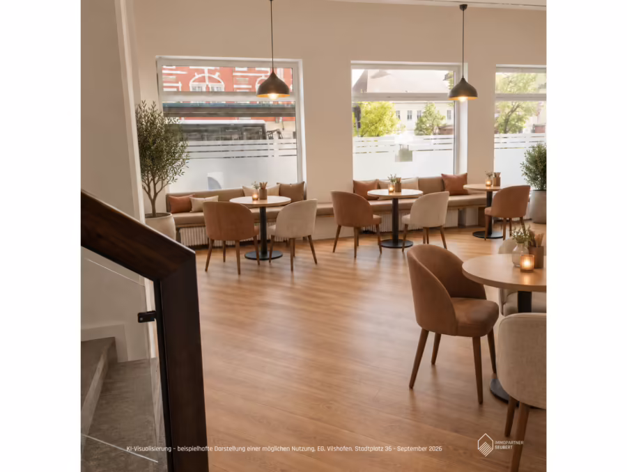 Moderne Bäcker/Café Filiale (erweiterbar auf ca. 571 m²) in sehr guter Innenstadtlage in Vilshofen - Bäckerei-Cafe-Visualisierung (69386)