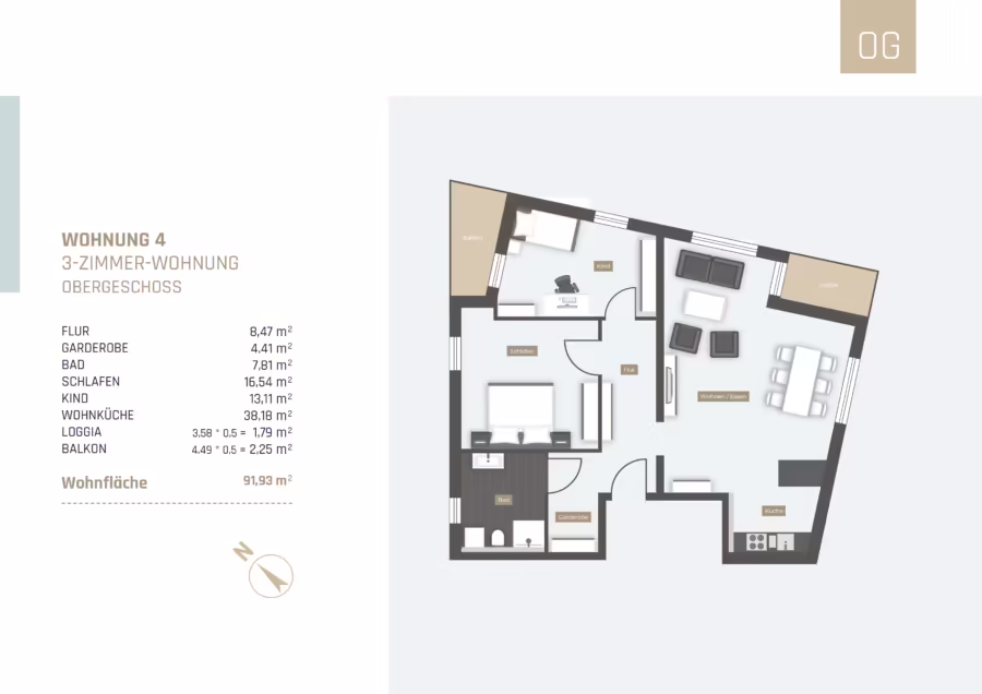 VON PRIVAT ! Neuwertige Wohnung mit zwei Balkone und Aufzug - Grundriss (73176)